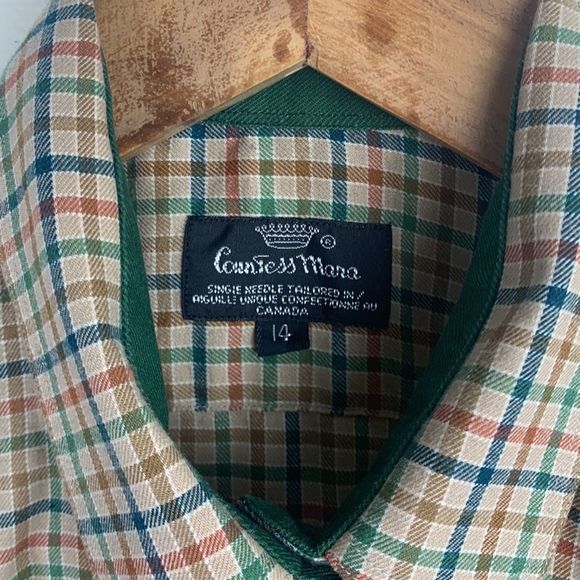 Countess Mara Gingham Plaid Button Up Blouse Size Medium - Picture 4 of 7